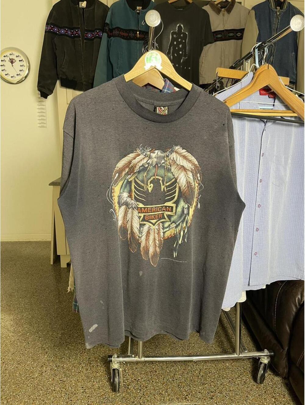 Vintage 90s 3D Emblem American Biker Faded T Shirt XL